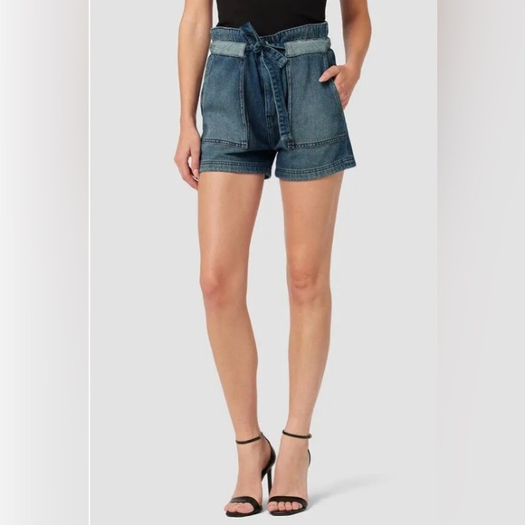 Hudson Belted Cinched Waist Jean Shorts - Picture 1 of 8